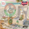 Pink, green, gold Alpha Kappa Alpha LED fan with 'ALPHA KAPPA ALPHA' and 'SERVICE TO ALL MANKIND' text, vintage style!