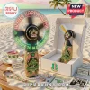 Black Alpha Kappa Alpha sorority LED fan, pink green gold ornate, glowing red 