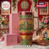 Alpha Kappa Alpha glitter tumbler with metallic gold and green details featuring Juneteenth text and AKA crest!