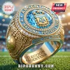 Gold Argentina Football Team championship ring! Blue gem, diamonds, AFA logo, 'CAMPEONES', 'SELECCIÓN ARGENTINA', 'PASIÓN GLORIA ARGENTINA'!