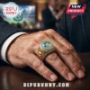 Gold blue championship ring with ARGENTINA NATIONAL FOOTBALL, CAMPEONES, three stars, and AFA logo text, ornate design!