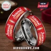 Red and silver Arsenal Champions 25-26 rings with trophy graphic and The Gunners engraving!