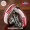 Silver rings with Arsenal Champions text in red and white splatter design!