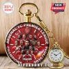 Gold pocket watch featuring Arsenal FC players, red background, and text Arsenal FC Premier League Champions 2025/2026!