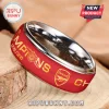 Red and silver ring with Arsenal FC logo yellow text Champions 25/26 and engraved script The Gunners interior!
