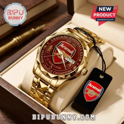 Arsenal FC Premier League Champions 25/26 Gold Quartz Watch