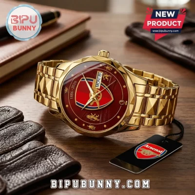 Arsenal FC Premier League Champions 25/26 Gold Quartz Watch