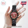 Black metal watch with red and gold Arsenal FC Champions 22/23 Season Premier League watch face, detailed fan style!