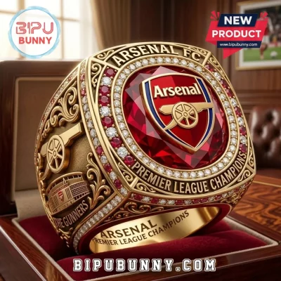 Arsenal FC Premier League Champions Gold Jeweled Ring Arsenal FC Premier League Champions Gold Jeweled Ring