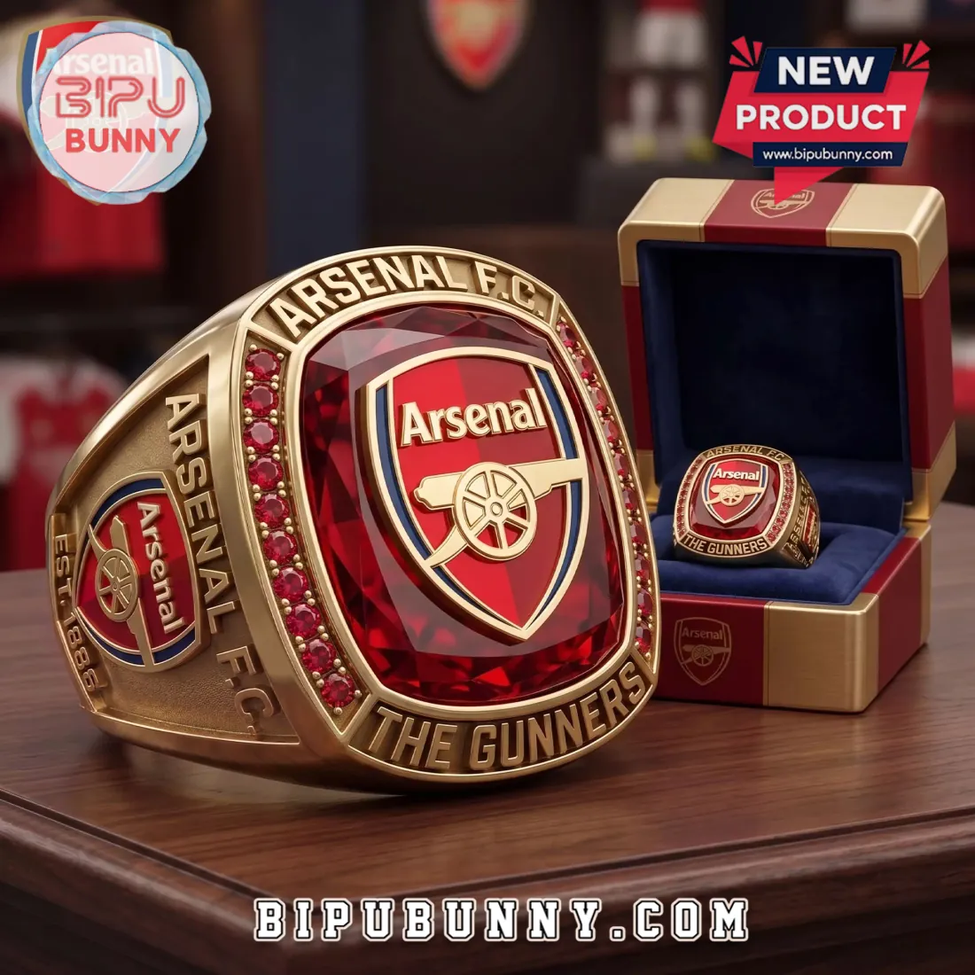 Arsenal FC The Gunners Premium Gold Tone Ring Arsenal FC The Gunners Premium Gold Tone Ring