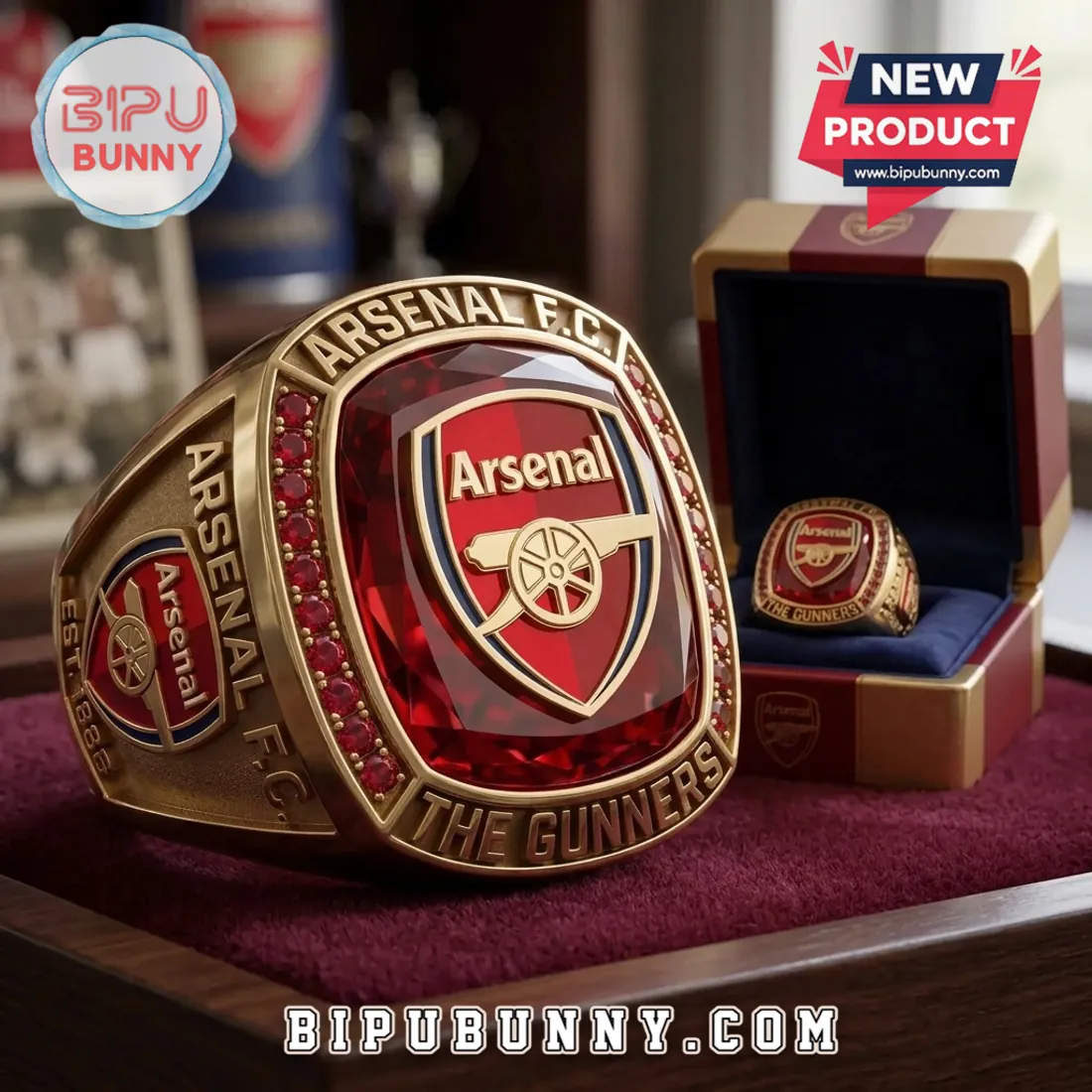 Arsenal FC The Gunners Premium Gold Tone Ring Arsenal FC The Gunners Premium Gold Tone Ring