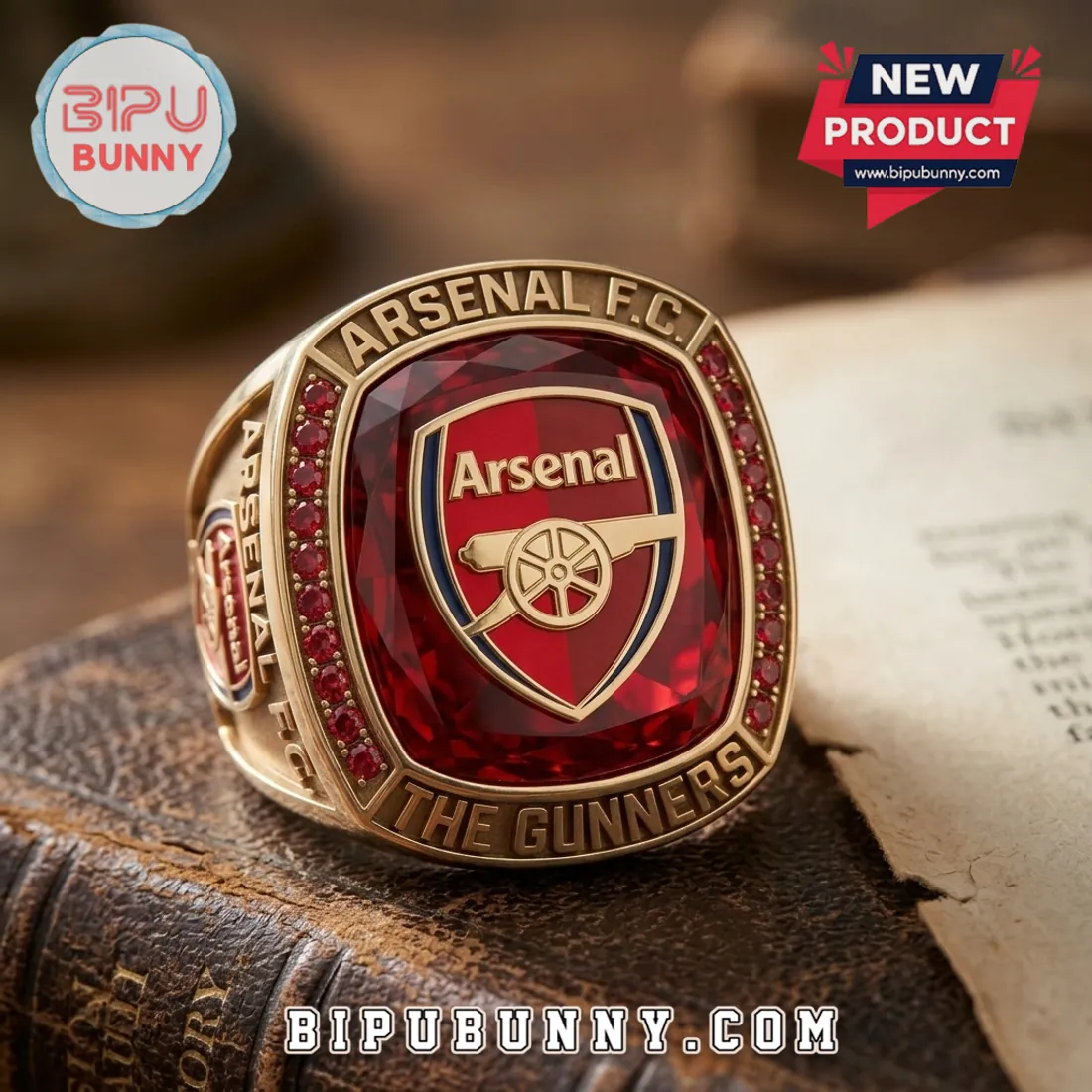 Arsenal FC The Gunners Premium Gold Tone Ring Arsenal FC The Gunners Premium Gold Tone Ring