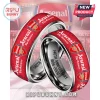 Red and silver Arsenal FC rings featuring team logo and 140th anniversary text engraving!