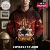 Red and black Arsenal FC champions hoodie with soccer players, trophy graphic, and Premier League Champions text!