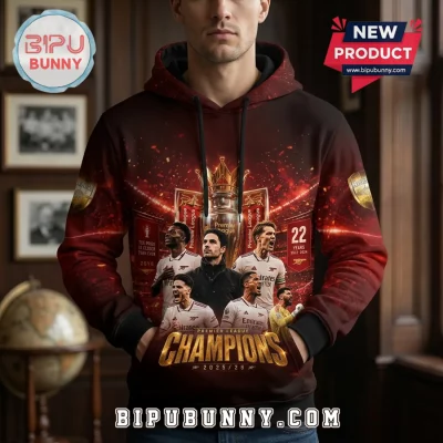 Arsenal Football Club Premier League Champions 2025-2026 Hoodie