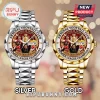 Silver and gold Arsenal FC watches with Arteta Triumph 2025-2026 Premier League Champions graphic on the clock face!