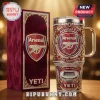 Regal red and gold Arsenal F.C. diamond-studded tumbler and box! Features 'Arsenal F.C.', 'The Gunners', 'Emirates Stadium', 'YETI'!