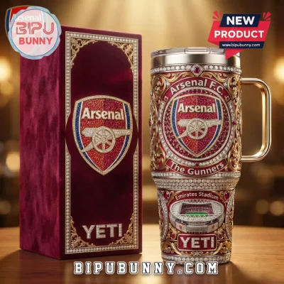 Arsenal YETI Luxury Crystal Gold Emirates Stadium Handle Tumbler
