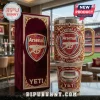 Red velvet box, gold baroque, gem-studded Arsenal F.C. tumbler! Text: Arsenal F.C., The Gunners, Emirates Stadium, YETI!
