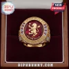 Gold championship ring featuring a red stone, lion emblem, and Aston Villa 2026 Europa League Champions text!