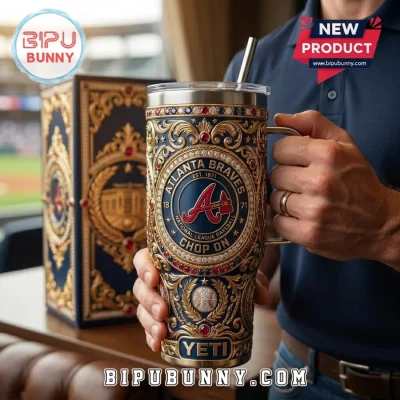 Atlanta Braves Luxury Gilded YETI Stanley Tumbler 40oz