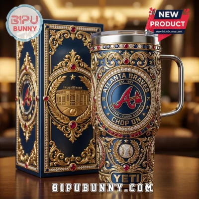 Atlanta Braves Luxury Gilded YETI Stanley Tumbler 40oz