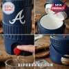 Four images showing a blue jug being opened used to pour water and its different logos!