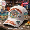 White distressed Auburn Tigers baseball cap, orange tropical tiger logo, 'AUBURN TIGERS', 'SUN'S OUT, TIGER POUNCE!' text!