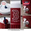 Multiple views of a red cooler cup and its features!