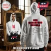 White BTS World Tour Arirang hoodie featuring group photo and tour dates in black and red print!