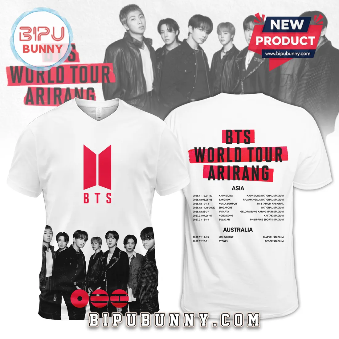 BTS World Tour Arirang 2026-2027 Concert Pullover Hoodie BTS World Tour Arirang 2026-2027 Concert Pullover Hoodie