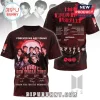 BTS World Tour graphic tee in black and red with band members faces tour dates and signatures in a concert merch style!