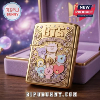 BTS x BT21 Cosmic Friends Gold Limited Edition Lighter Case BTS x BT21 Cosmic Friends Gold Limited Edition Lighter Case