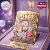 Gold BTS Cosmic Friends lighter in purple velvet box with BT21 characters and engraved limited edition text!