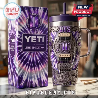 BTS x YETI Borahae Forever With Army Purple Handle Tumbler