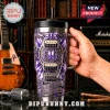 Purple tie dye BTS steel tumbler with guitar gear and Borahae text design!