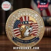 Gold coin for America 250th Anniversary 1776-2026 featuring a beaver in an Uncle Sam hat and US flag background!