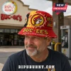 Red and yellow Buc-ee's distressed bucket hat with beaver logo and Keepin It Clean and Friendly text on a man!