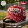 Distressed red vintage Canada baseball cap with 