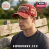 Distressed red baseball cap with 