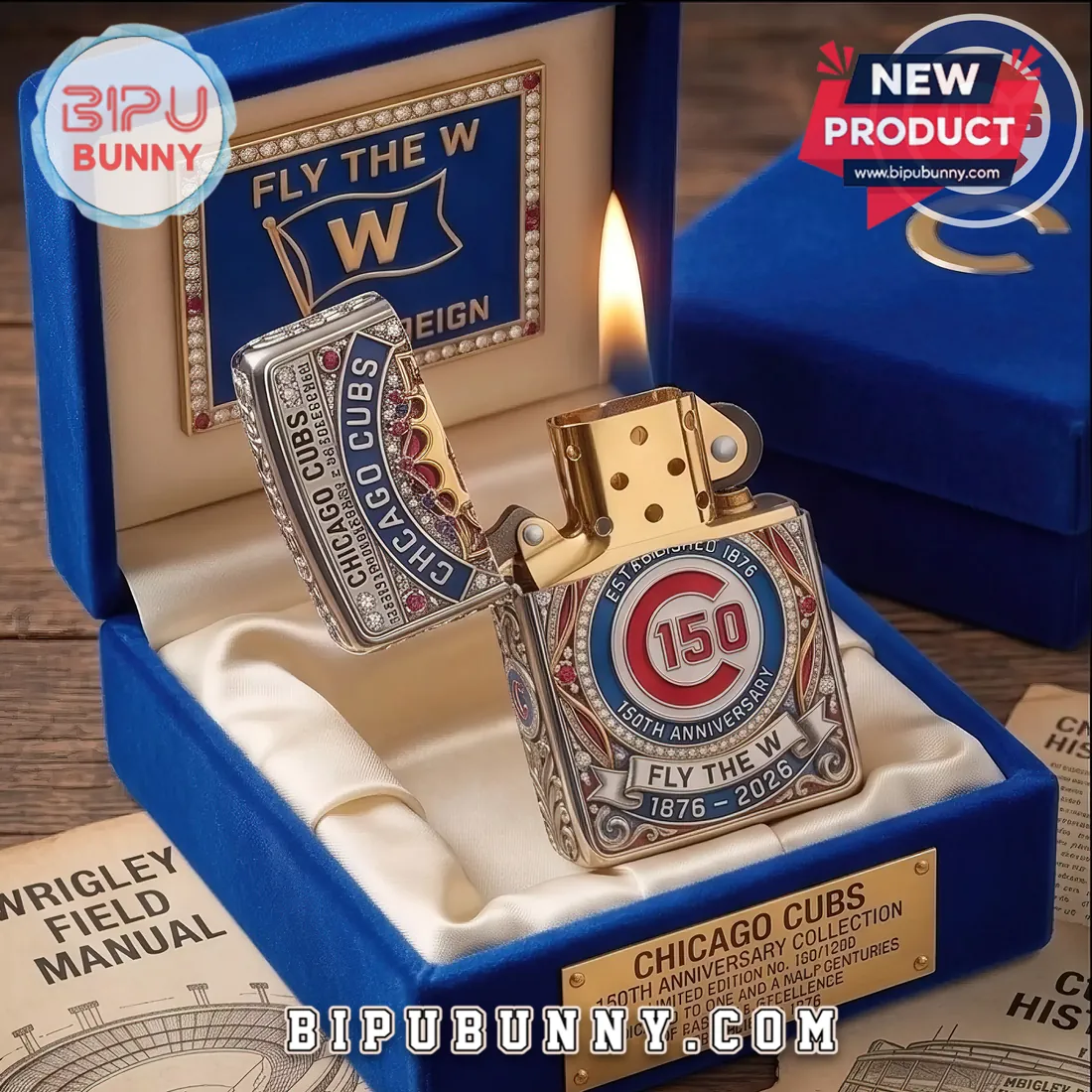 Chicago Cubs 150th Anniversary Limited Edition Zippo Lighter Case Chicago Cubs 150th Anniversary Limited Edition Zippo Lighter Case