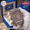 Ornate silver Chicago Cubs 150th Anniversary Zippo lighter.