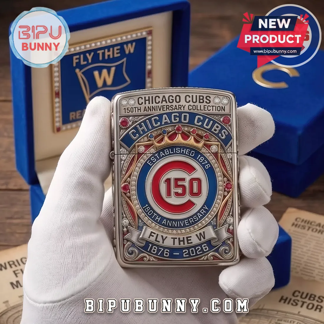 Chicago Cubs 150th Anniversary Limited Edition Zippo Lighter Case Chicago Cubs 150th Anniversary Limited Edition Zippo Lighter Case