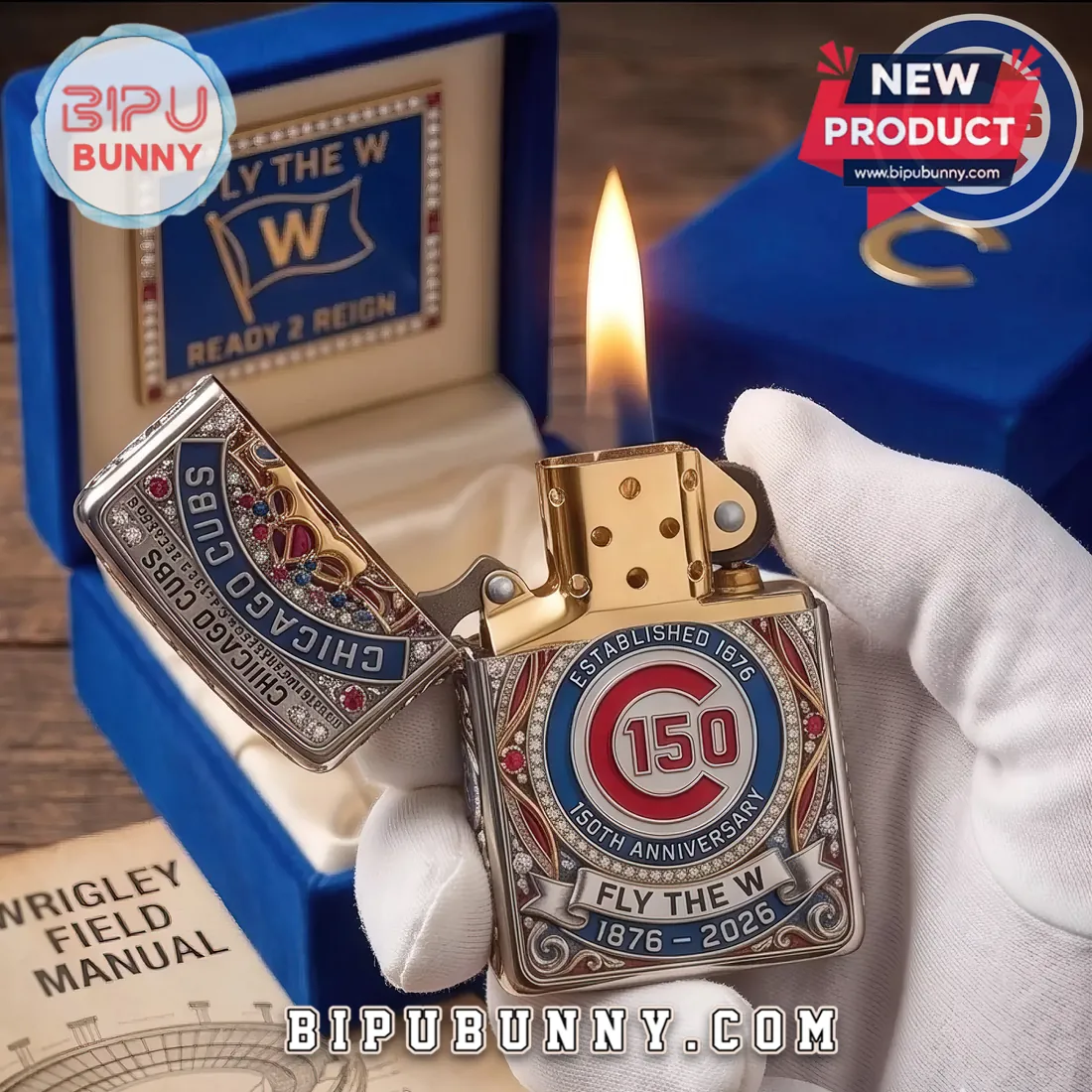 Chicago Cubs 150th Anniversary Limited Edition Zippo Lighter Case Chicago Cubs 150th Anniversary Limited Edition Zippo Lighter Case