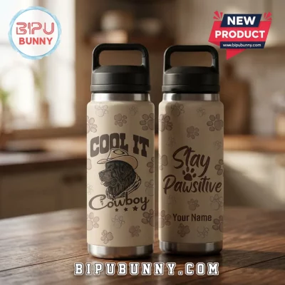 Cowboy Dog Lover Stay Pawsitive Stainless Steel Tumbler