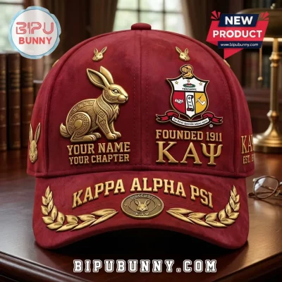 Custom Kappa Alpha Psi Crimson Cream Gold Rabbit Greek Fraternity Cap