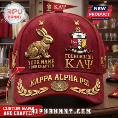 Custom Kappa Alpha Psi Crimson Cream Gold Rabbit Greek Fraternity Cap