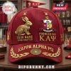 Red baseball cap with gold Kappa Alpha Psi greek lettering, rabbit logo, crest, and Founded 1911 text in 3D embroidery!