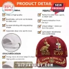 Red baseball cap with 3D gold embroidery, Kappa Alpha Psi Greek letters, and rabbit emblem, structured design!