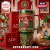 Red and green Delta Sigma Theta Juneteenth tumbler with gold crest and rhinestone detailing and matching gift boxes!